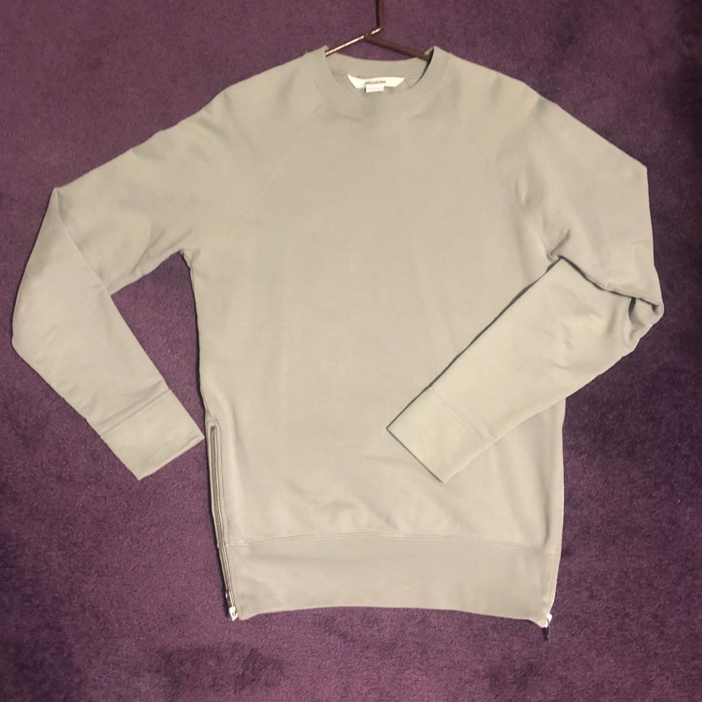 EUC ZADIG & VOLTAIRE SIDE ZIPPER GRAY GREEN SWEATSHIRT TOP SIZE MEDIUM